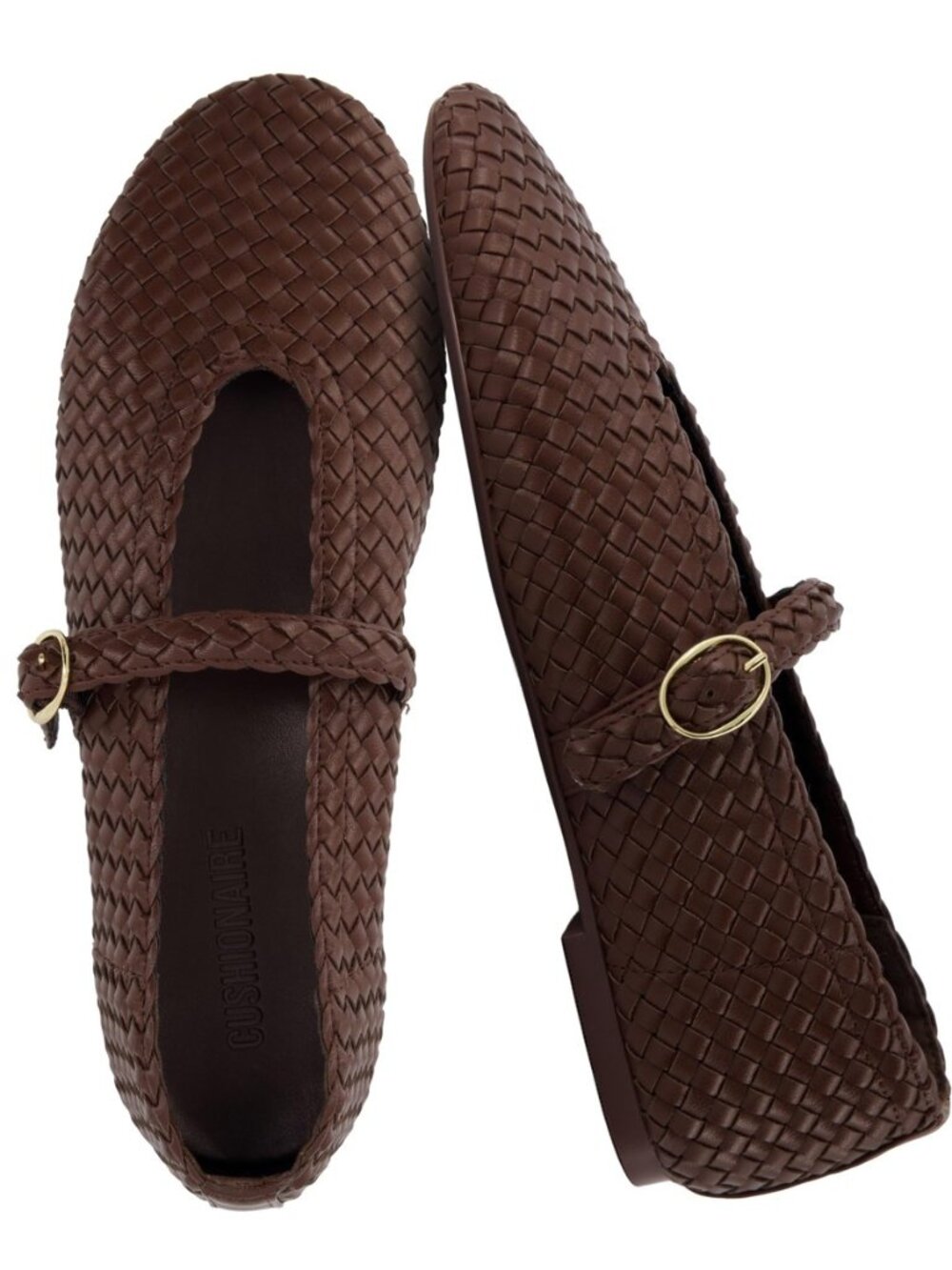 Bistro Mary Jane Flats for Women, Woven Ballet Flats Shoes with Strap and Memory